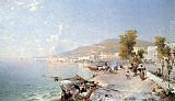 Franz Richard Unterberger Paintings - Vietri Sul Mare, Looking Towards Salerno by Franz Richard Unterberger
